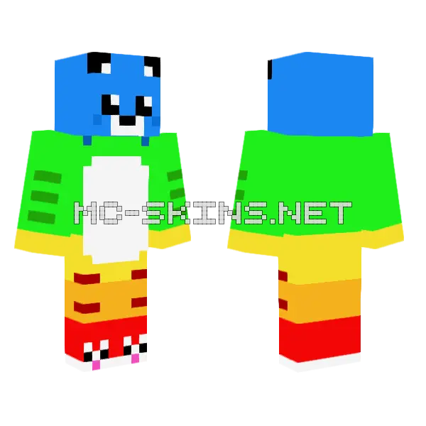 Rainbow Cat Minecraft skin, front and back
