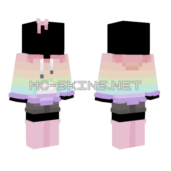 Rainbow Cat Girl Minecraft skin, front and back
