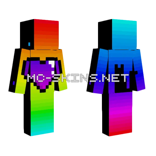 Rainbow Cat Skin Minecraft skin, front and back