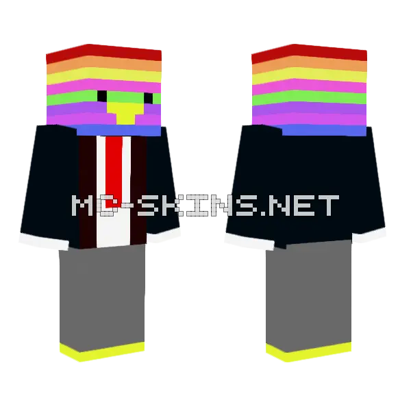 Rainbow Chicken Minecraft skin, front and back