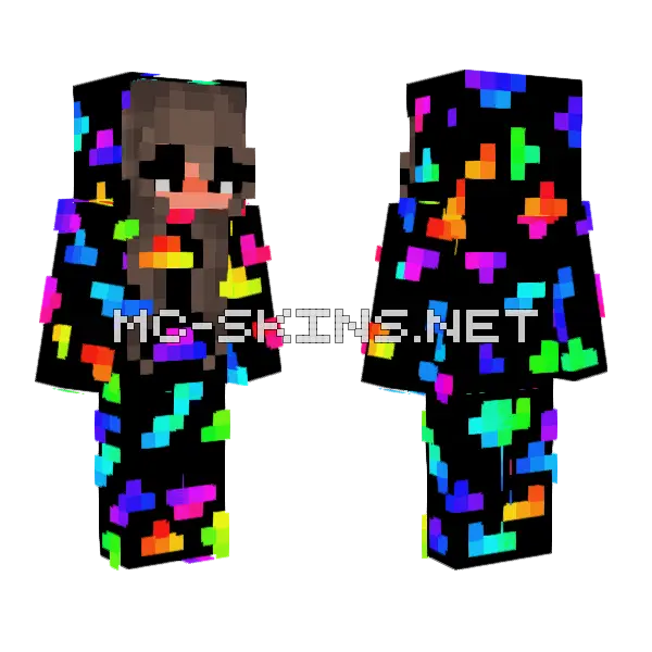 Rainbow Clauds Minecraft skin, front and back