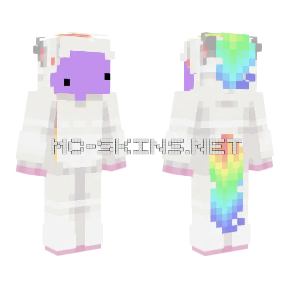 Rainbow Cloud Penguin Minecraft skin, front and back