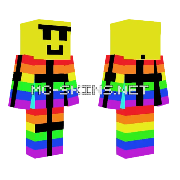 Rainbow Colors Minecraft skin, front and back