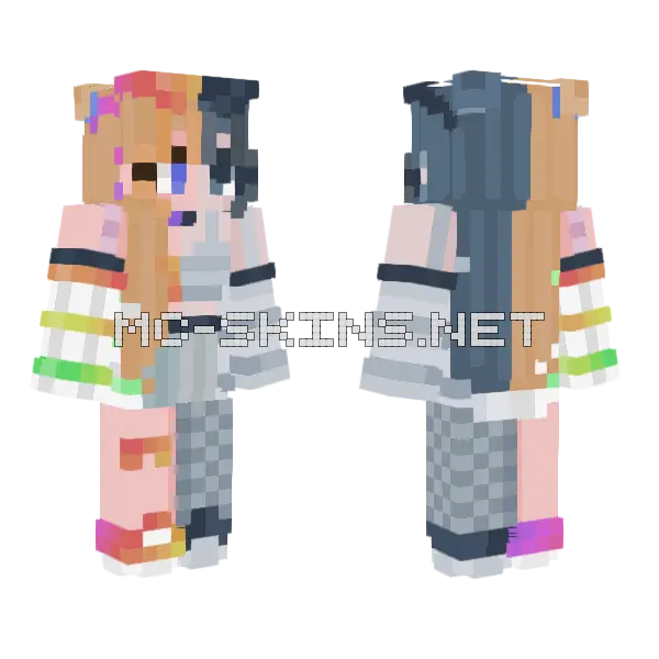 Rainbow Dark Cloud Minecraft skin, front and back