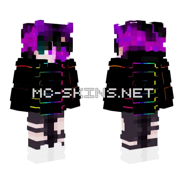 Rainbow Darkness With Effects Minecraft skin, front and back