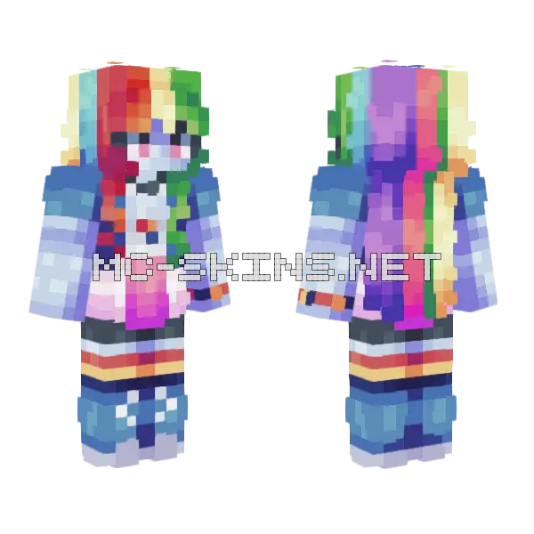 Rainbow Dash Minecraft skin, front and back