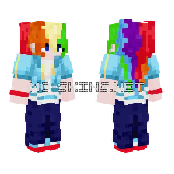 Rainbow Dash Outfit Minecraft skin, front and back