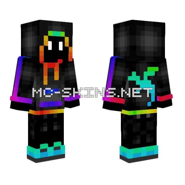 Rainbow Dragon Mage Slim Minecraft skin, front and back