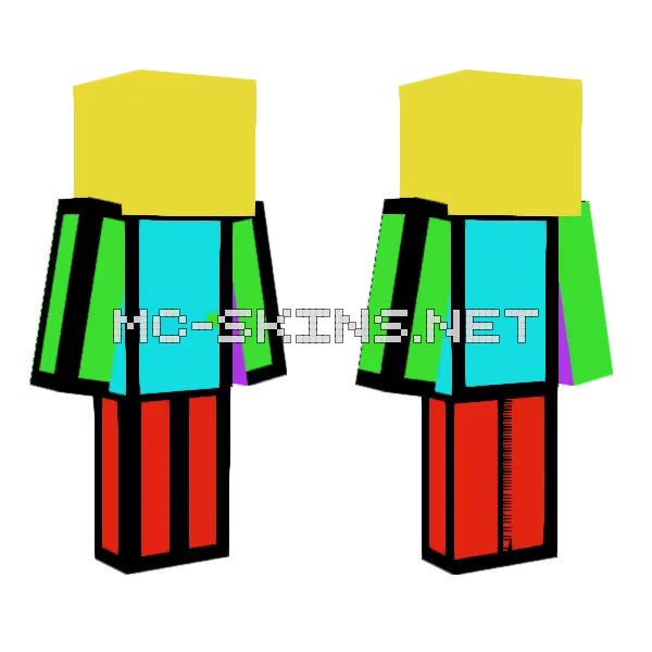 Rainbow Dream Minecraft skin, front and back