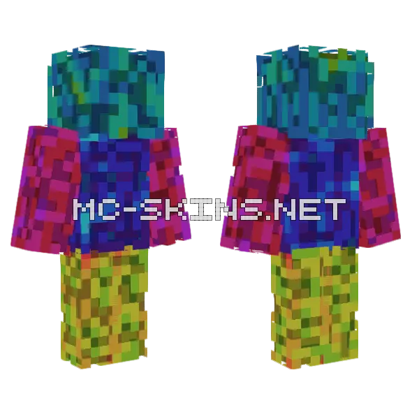 Rainbow Dude Minecraft skin, front and back