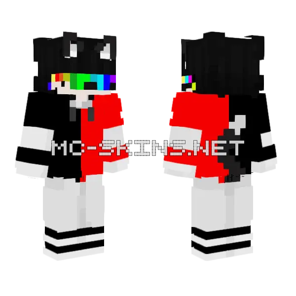 Rainbow Dumarox Minecraft skin, front and back