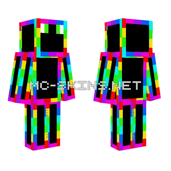 Rainbow Gamer Minecraft skin, front and back