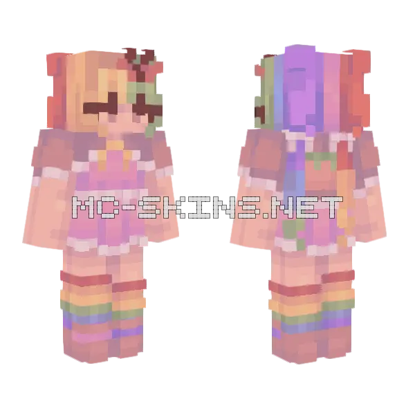 Rainbow Geometric Dominator Minecraft skin, front and back