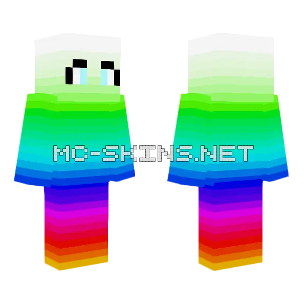 Rainbow Girl Minecraft skin, front and back