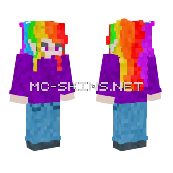 Rainbow Girl 2 Minecraft skin, front and back