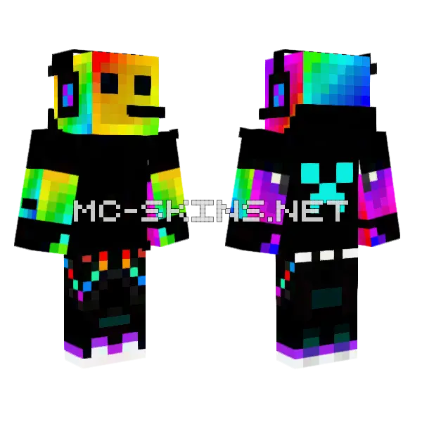 Rainbow Glitch Skin Minecraft skin, front and back