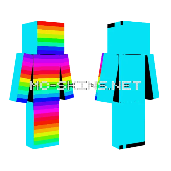Rainbow Gradient Skin Minecraft skin, front and back