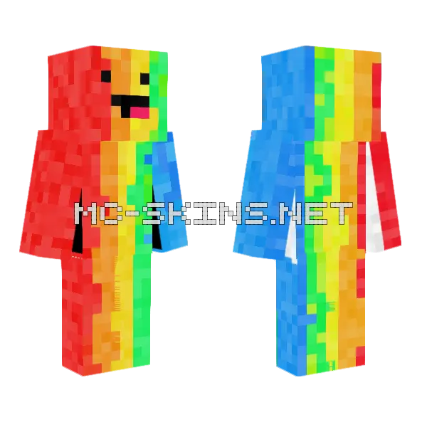 Rainbow Gravel Skeppy Minecraft skin, front and back