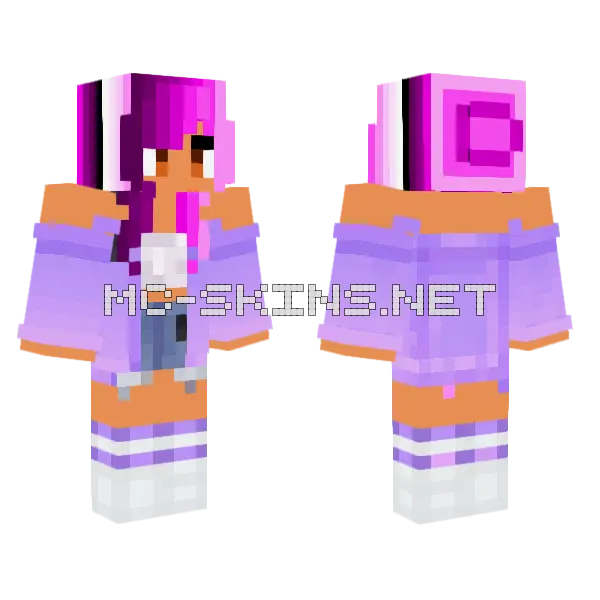 Rainbow Hair Aphmau Minecraft skin, front and back