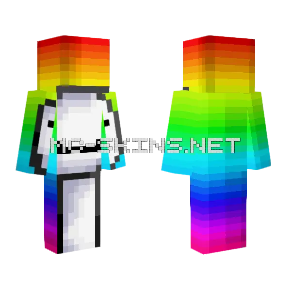 Rainbow HD Dream Minecraft skin, front and back