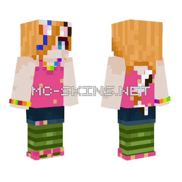 Rainbow Heart Dress Girl, front and back