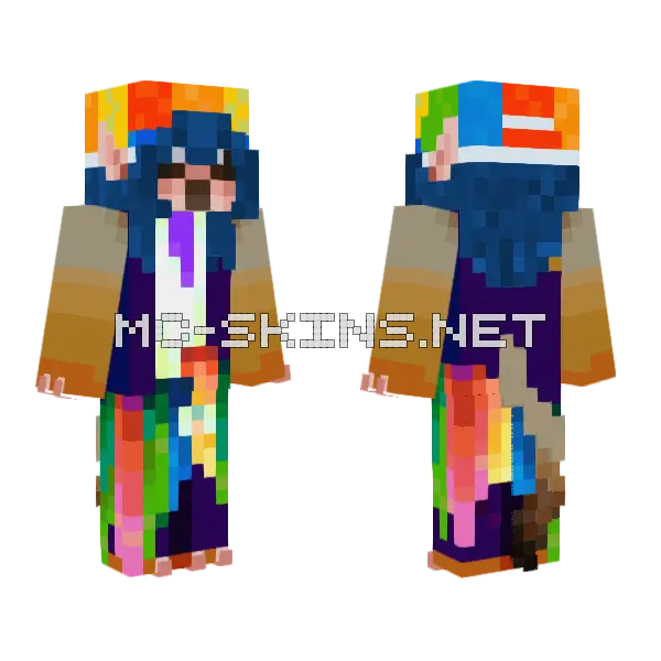 Rainbow Jester Hat, front and back