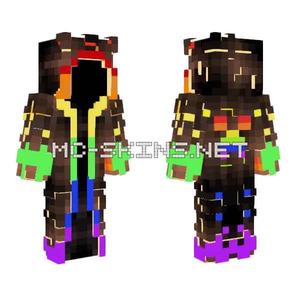 Rainbow Mage Minecraft skin, front and back