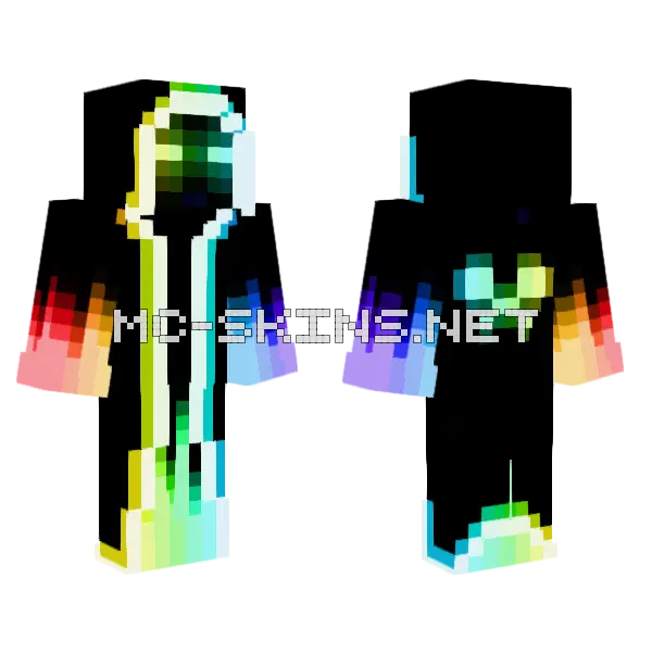 Rainbow Mage Void Minecraft skin, front and back