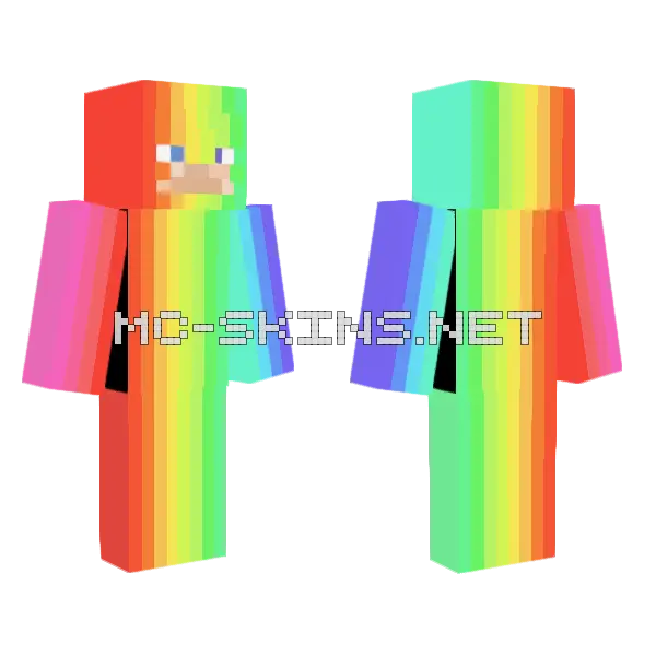 Rainbow Man Minecraft skin, front and back