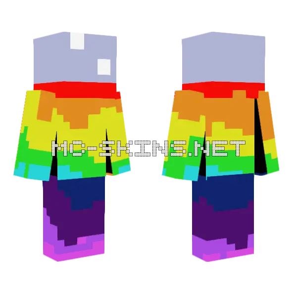 Rainbow Mech Minecraft skin, front and back