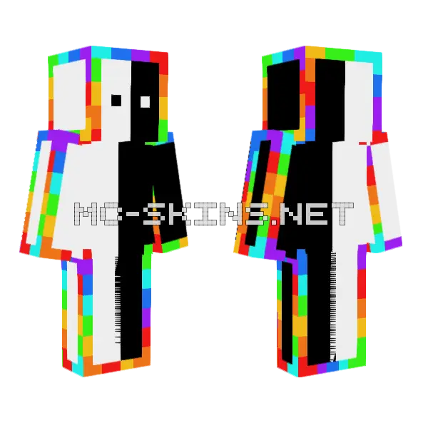 Rainbow Outline Creeper Minecraft skin, front and back