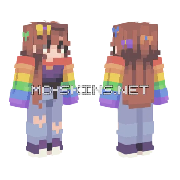 Rainbow Overload Te Minecraft skin, front and back