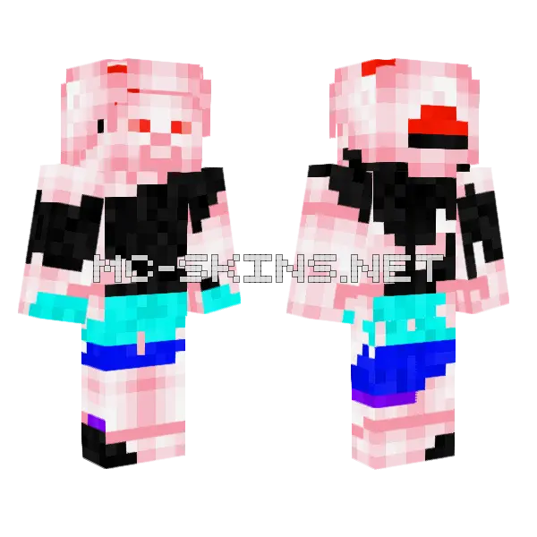 Rainbow Pink Minecraft skin, front and back