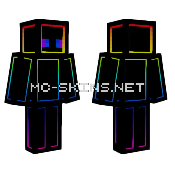 Rainbow Pixel Suit Minecraft skin, front and back