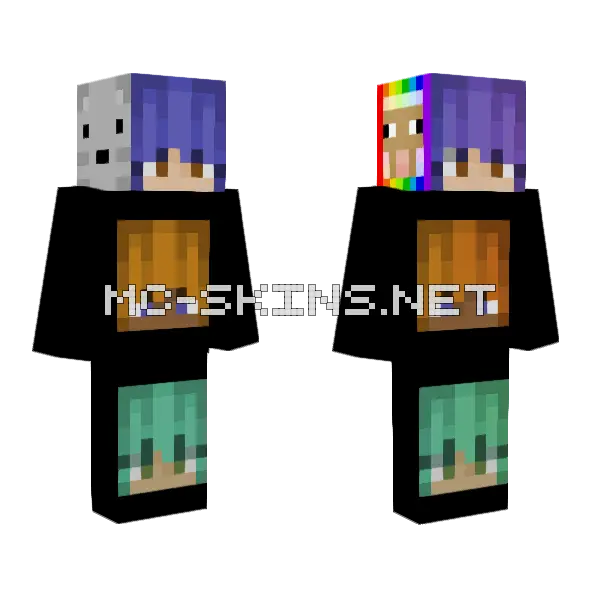 Rainbow Sheep PFP Minecraft skin, front and back