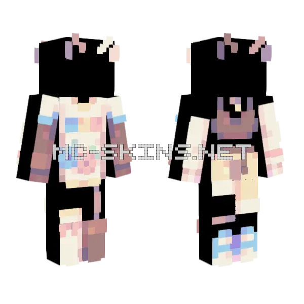 Rainbow Sherbet Raffle Minecraft skin, front and back