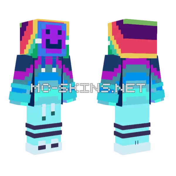 Rainbow Smiley Face Minecraft skin, front and back