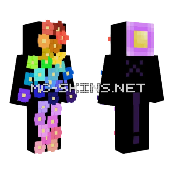 Rainbow Square Effect Minecraft skin, front and back