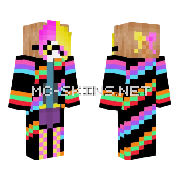 Rainbow Stripe Girl Minecraft skin, front and back