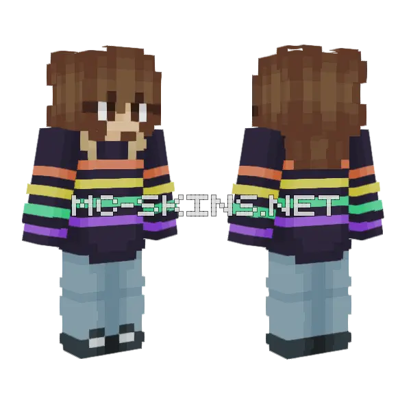Rainbow Time Minecraft skin, front and back