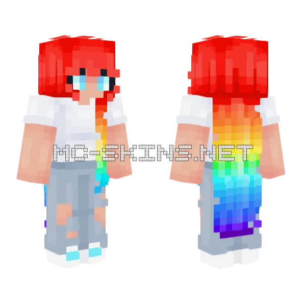 Rainbow Waves Tee Minecraft skin, front and back