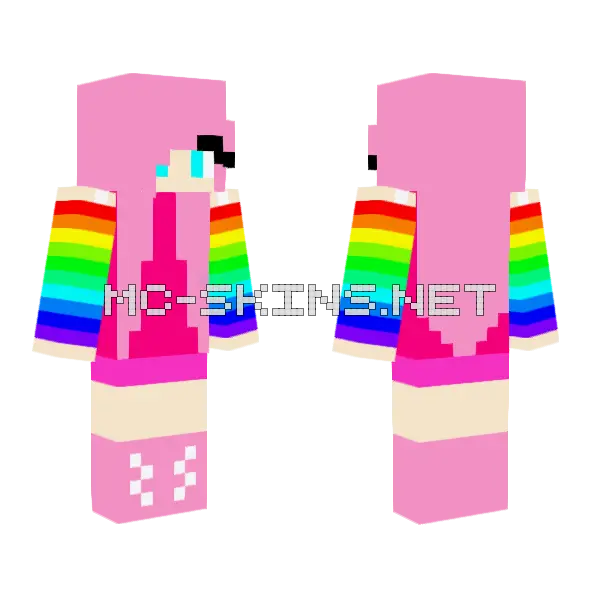 Rainbow Zoey V2 Minecraft skin, front and back