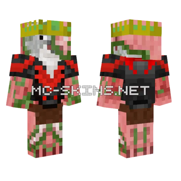 Rainimator Pig King Minecraft skin, front and back