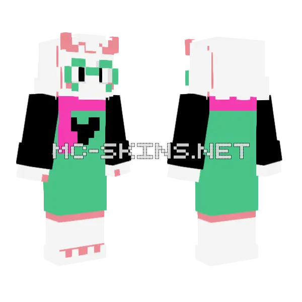 Ralsei Deltarune Minecraft skin, front and back