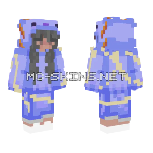 Ramen Blue Axolotl Gurl Minecraft skin, front and back