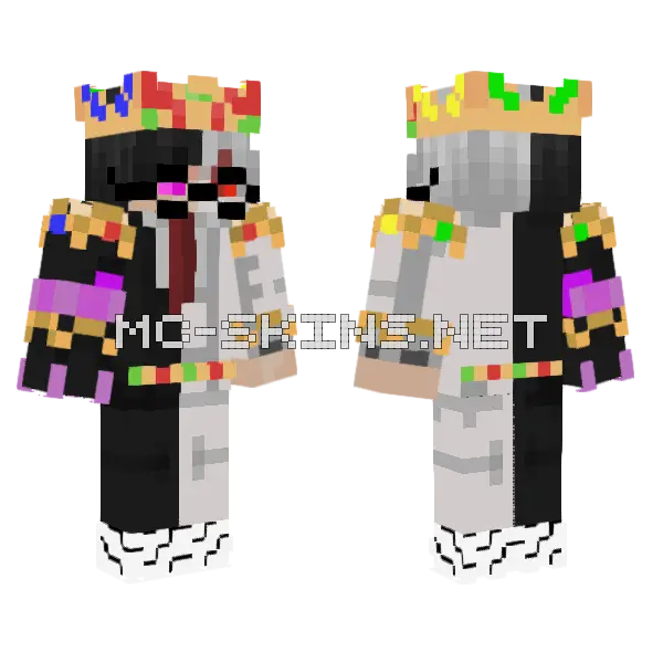 Ranboo Enderman Human Version Minecraft skin, front and back