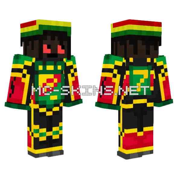 Rastafarian Hat Skin, front and back