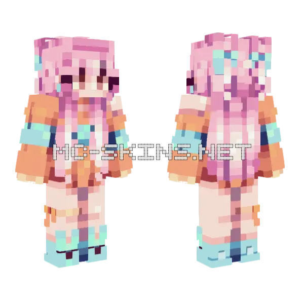 Rce Rabbit Sunrise Minecraft skin, front and back