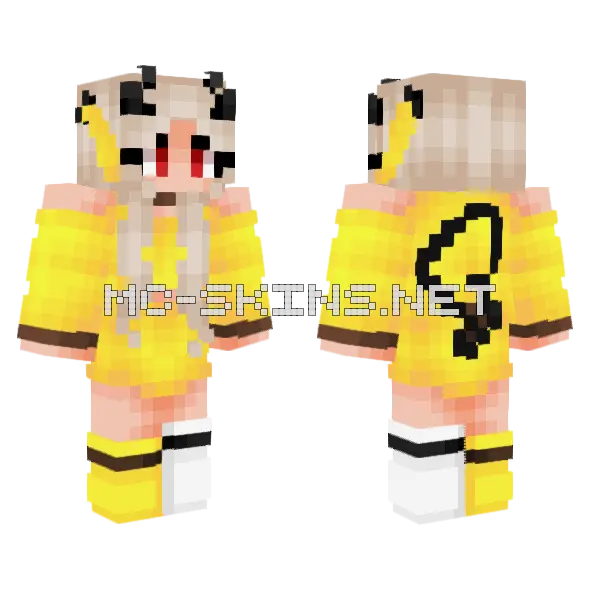 Realdevil S Egirl Pikachu Minecraft skin, front and back