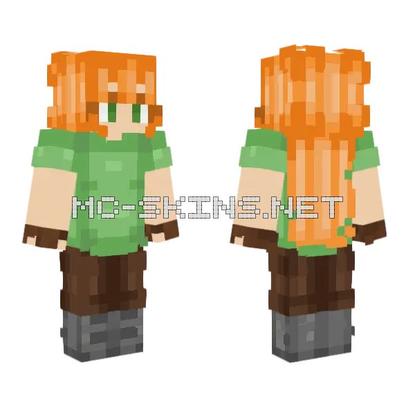 Realistic Alex Minecraft skin, front and back